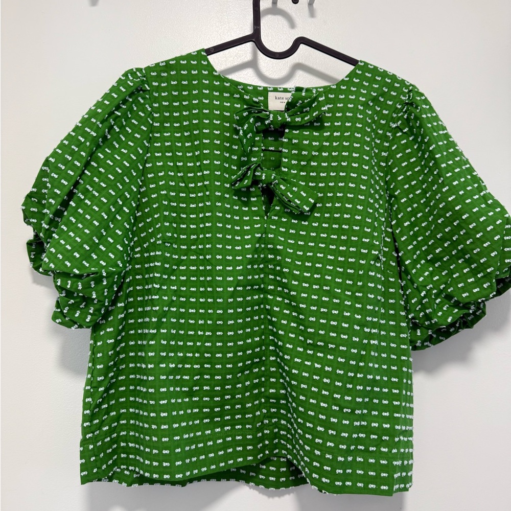 Green Kate Spade Bow Detail Blouse